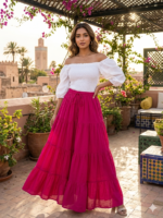 Resort-Ready Magenta Flowing Maxi Skirt