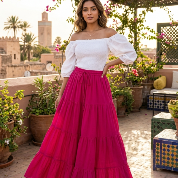 Resort-Ready Magenta Flowing Maxi Skirt